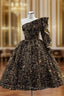 Black Gold Sequins One Shoulder Short Formal Prom Dresses