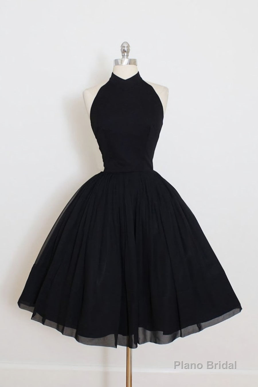 Black Halter Homecoming Dress,A Line Open Back Short Prom Dresses Secondary image