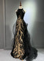 Black Halter Sequins Long Party Dresses With God Lace, Black Long Formal Evening Dresses