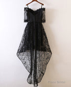 Black High Low Lace Prom Dress, Black Homecoming Dress