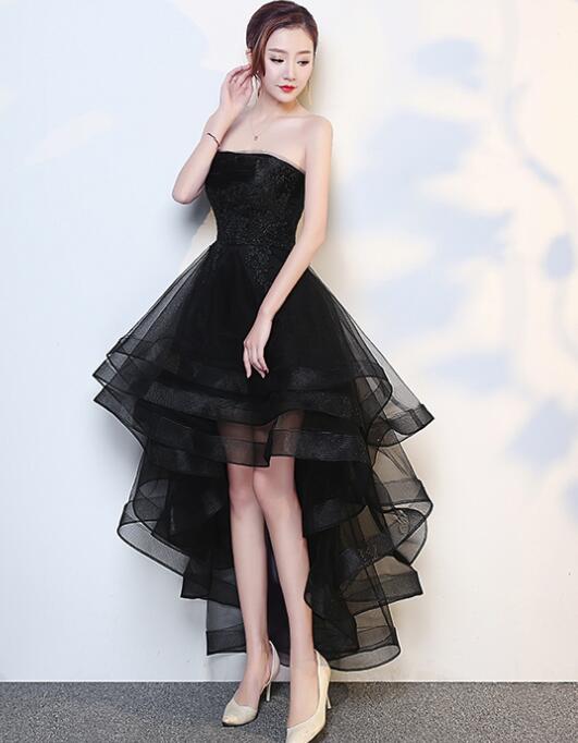 Black High Low Tulle And Applique Fashion Homecoming Dresses, Black Party Dresses, Tulle Party Dresses Secondary image