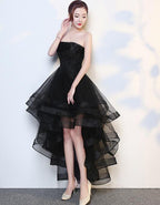 Black High Low Tulle And Applique Fashion Homecoming Dresses, Black Party Dresses, Tulle Party Dresses