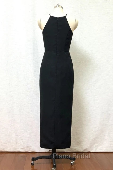 Black High Neck Sheath Chiffon Bridesmaid Dresses