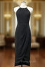 Black High Neck Sheath Chiffon Bridesmaid Dresses