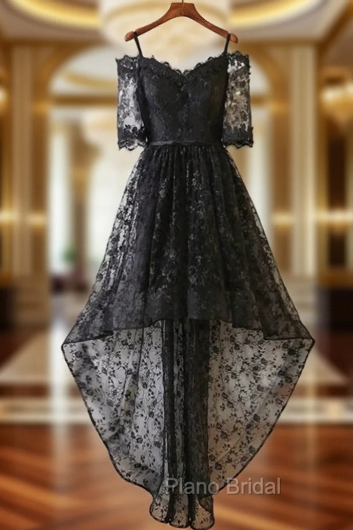 BLACK LACE EVENING Dresses BLACK LACE HIGH LOW Formal Prom Dresses