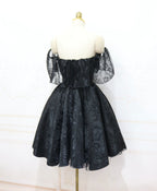Black Lace Off Shoulder Homecoming Dresses, Black Short Formal Prom Dresses