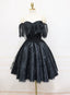 Black Lace Off Shoulder Homecoming Dresses, Black Short Formal Prom Dresses