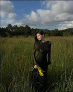 Black Lace Sexy A Line Long Sleeve Formal Evening Dresses Formal Prom Dresses Formal Gown