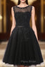 Black Lace Short Beaded Homecoming Dresses