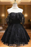 Black Lace Strapless Mini Homecoming Dresses