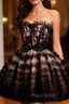 Black Lace Tulle Backless Homecoming Dresses