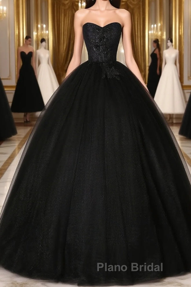 Black Long Formal Prom Dresses, Black Lace Formal Evening Dress Main image