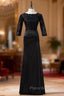 Black Mermaid 3/4 Sleeves Satin Mother Of The Bride Dresses