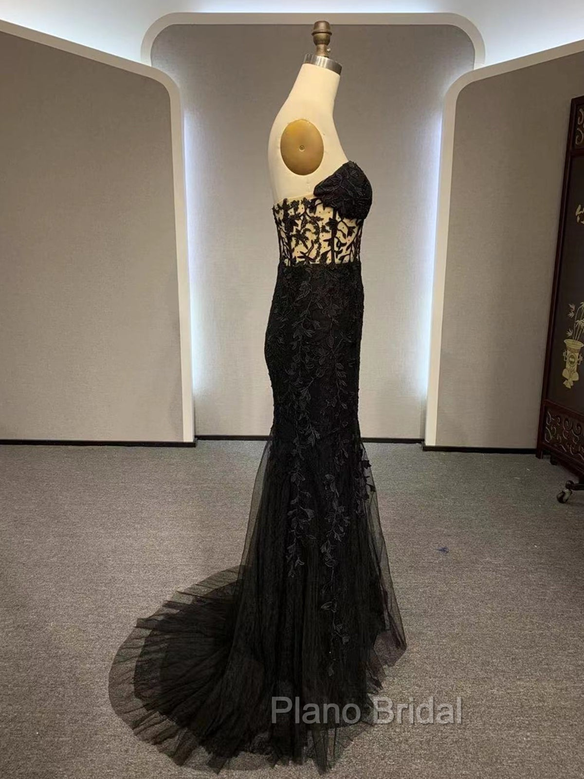 Black Mermaid Lace Formal Prom Dresses, Black Mermaid Lace Formal Evening Dresses Secondary image