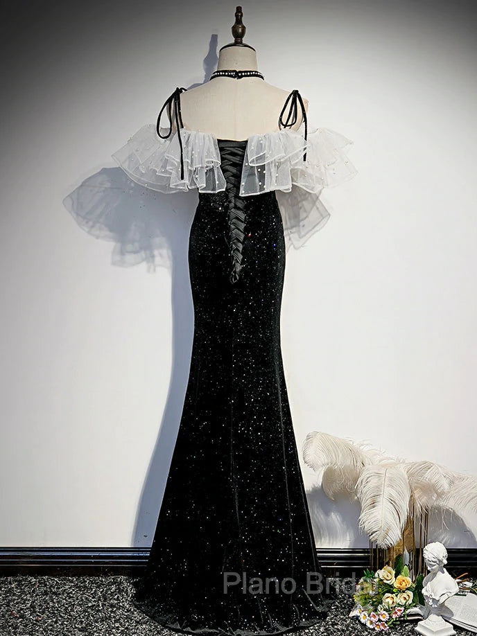 Black Mermaid Long Formal Dresses Party Dresses, Off Shoulder Black Evening Dresses Secondary image