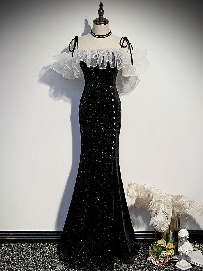 Black Mermaid Long Formal Prom Dresses, Black Formal Evening Dresses Main image