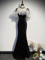 Black Mermaid Long Formal Prom Dresses, Black Formal Evening Dresses
