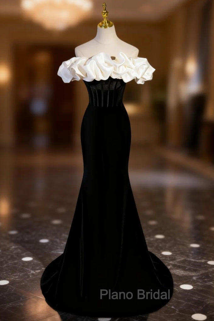 Black Mermaid Off the Shoulder Formal Prom Dresses