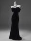 Black Mermaid Off-The-Shoulder Velvet Long Formal Prom Dresses, Elegant Formal Evening Dresses