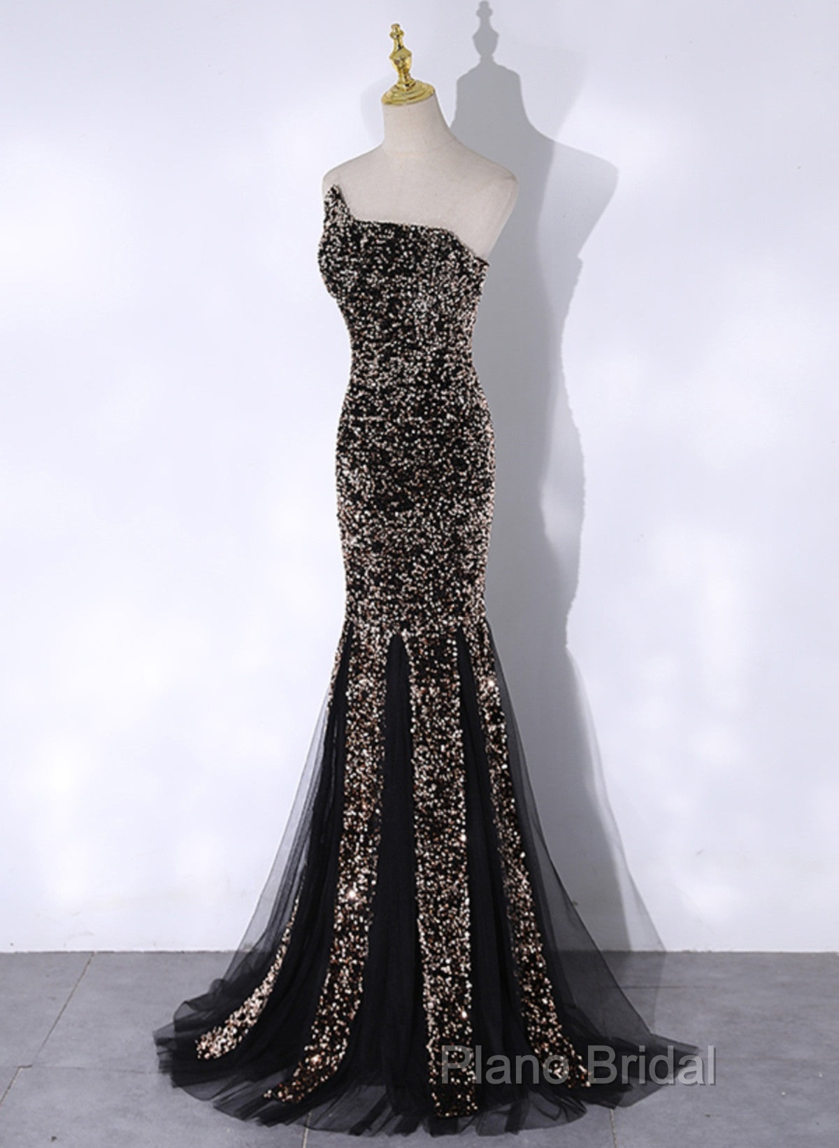 Black Mermaid Sequins Long Formal Prom Dresses, Black Formal Dresses Party Dresses Secondary image