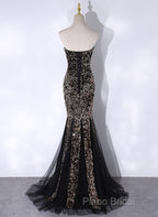 Black Mermaid Sequins Long Formal Prom Dresses, Black Formal Dresses Party Dresses