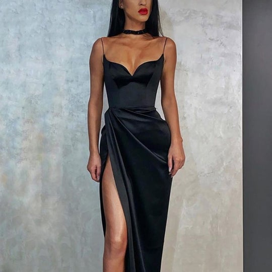 Black Mermaid Spaghetti Straps Cheap Long Formal Evening Formal Prom Dresses
