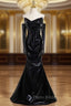 Black Mermaid Strapless Long Sleeve Pleats Formal Prom Dresses