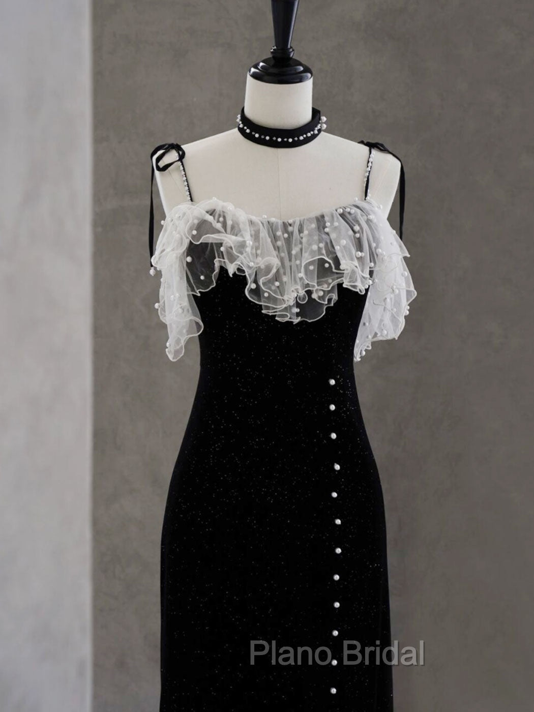 Black Mermaid Velvet Short Formal Prom Dresses, Black Short Evening Dresses