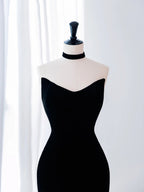 Black Mermaid Velvet Tulle Long Formal Prom Dresses, Black Prom Dresses