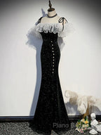 Black Off Shoulder Mermaid Long Formal Dresses, Black Wedding Party Dresses