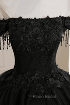Black Off Shoulder Sweet 16 Formal Dresses with Lace Black Formal Dresses Formal Prom Dresses shops