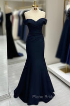Black Off-the-shoulder Sweetheart Sleeveless Long Mermaid Formal Prom Dresses
