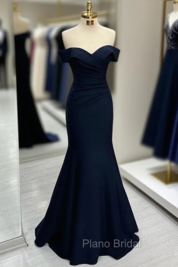 Black Off-the-shoulder Sweetheart Sleeveless Long Mermaid Formal Prom Dresses