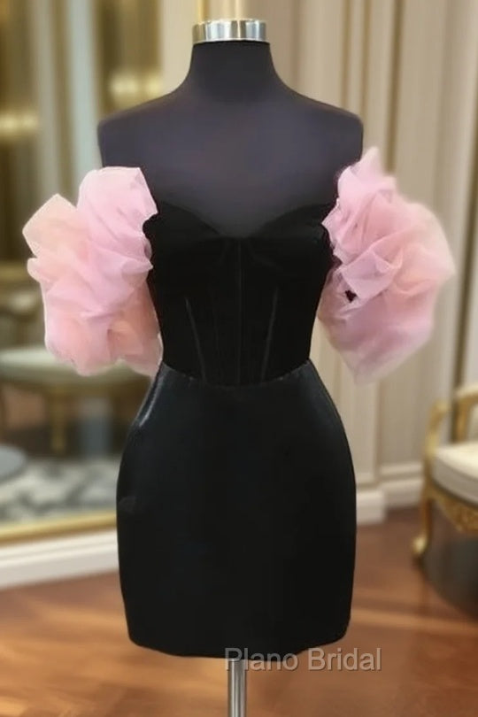Black Off the Shoulder Velvet Tight Homecoming Dresses Main image
