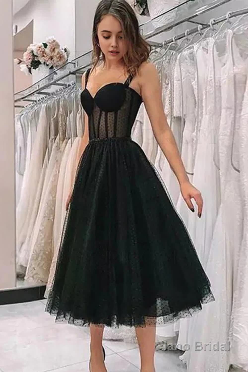 Black Polka Dots A Line Homecoming Dress Main image
