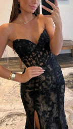 Black Formal Prom Dresses, Sweetheart Lace Mermaid Formal Prom Dresses