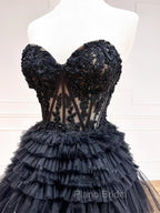 Black Red Purple Lace Formal Prom Dresses, Black Red Purple Lace Formal Evening Dresses