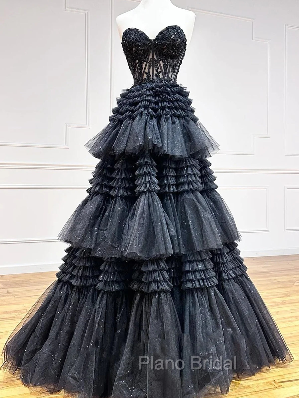 Black Red Purple Lace Formal Prom Dresses, Black Red Purple Lace Formal Evening Dresses Main image