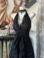 Black/Red Sweet Vintage Fashion Backless Long A-Line Chiffon Tulle Ball Gown Formal Evening Dresses Birthday Dresses