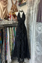Black/Red Sweet Vintage Fashion Backless Long A-Line Chiffon Tulle Ball Gown Formal Evening Dresses Birthday Dresses