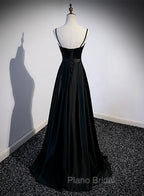 Black Satin Long Party Dresses Black Simple Junior Formal Prom Dresses Formal Prom Dresses shops