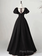 Black Satin Long Party Dresses Formal Prom Dresses A-line Black Formal Dresses Formal Prom Dresses shops