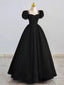 Black Satin Long Formal Prom Dresses, Black Prom Dresses