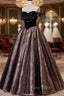 Black Satin Tulle Long Formal Prom Dresses, A-Line Off Shoulder Evening Dresses Formal Dresses