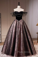 Black Satin Tulle Long Formal Prom Dresses, A-Line Off Shoulder Evening Dresses Formal Dresses
