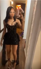 Black Sexy Tulle Sequins Cocktail Dresses Short Homecoming Dresses Birthday Outfits