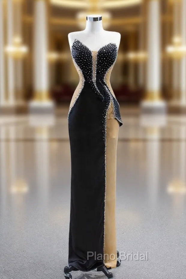 Black Sheath Strapless Beading Formal Prom Dresses Main image