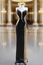 Black Sheath Strapless Beading Formal Prom Dresses