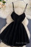 Black Short Homecoming Dresses A Line Mini Dresses