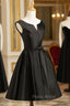 Black Short V-neckline Knee Length Party Dresses, Black Homecoming Dresses Formal Prom Dresses